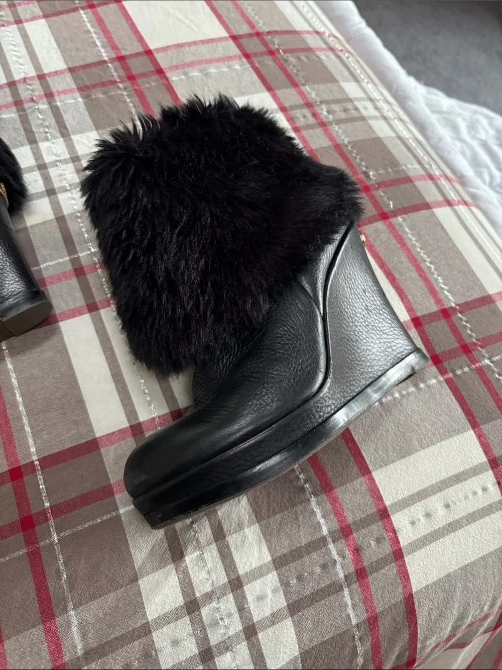 Vince Camuto Black Faux-Fur Mid-Calf Winter Boots